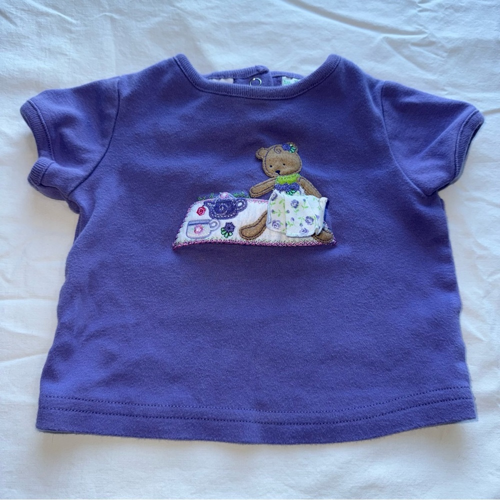 Y2K (2002) Sesame Street Purple Kids Tee with Bear Design Size 18 month